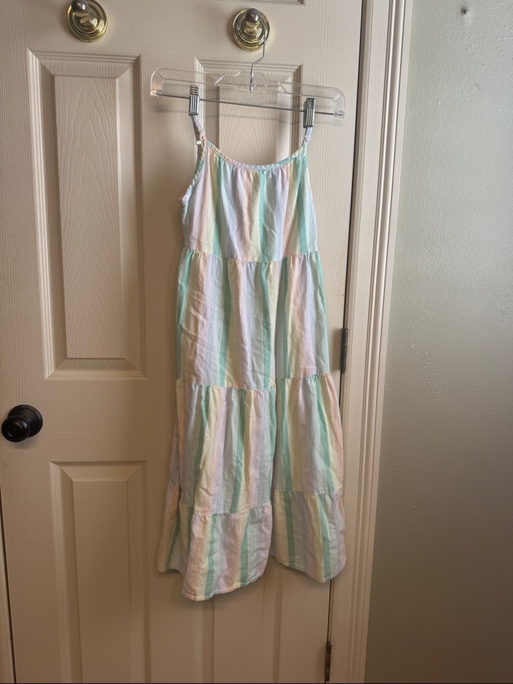Cat & Jack Girls' Pastel Stripe Tiered Sundress - White & Mint